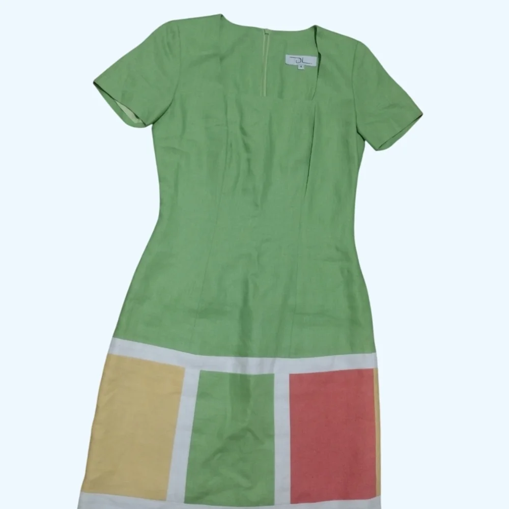 Colorblock Midi Dress in Green and Multicolor - Picture 1 of 6